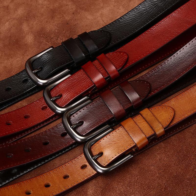 Opasek Unisex Široký retro Módní Kožený Spona Pásek První vrstva Hovězí kůže Volnočasové džíny Pásek