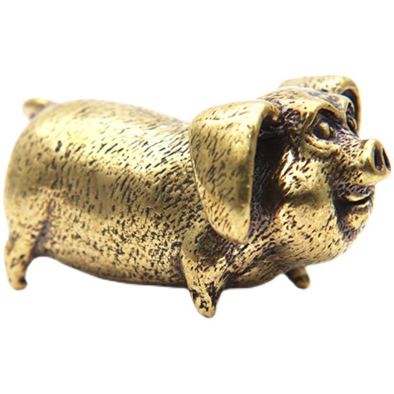 Brass Creative Small Bronze Pig Figurines Chinese Zodiac Pig Ornaments Metal Pendants Ornaments Desktop Decoration Home Decor
