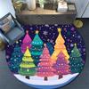 Colorful Trees Snow Winter Round Area Rug,Carpet Rug for Living Room Bedroom Sofa Playroom Decor,Non-slip Floor Mat
