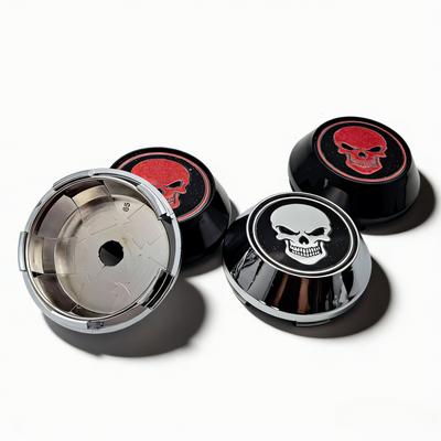 4pcs Skull Logo Badge Emblem Car Wheel Center Caps 65MM Clips 60MM Wheels Hub High Cap Rim Hubcap Cover Replace Car Accessories