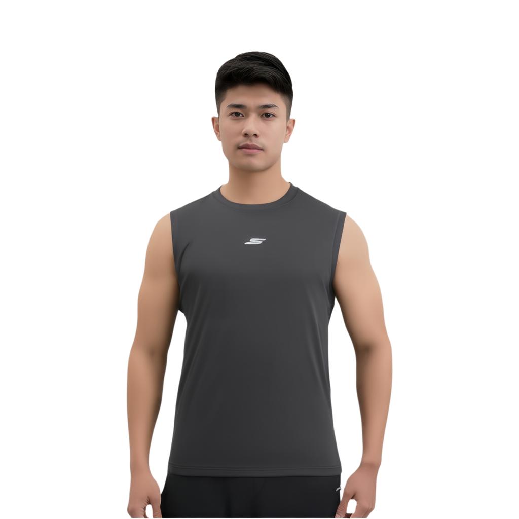 Skechers Comfortable Soft Casual Versatile Vest Men tops Carbon-Black P225M158-0018
