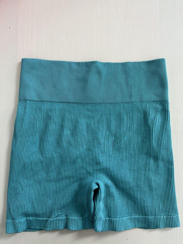 High Waist Seamless Ribbed Yoga Shorts for Running and Fitness