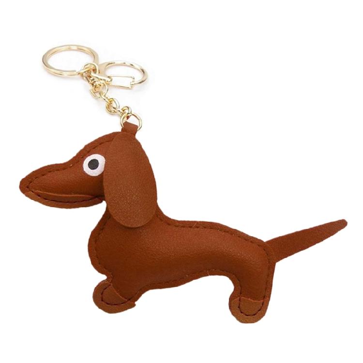 Süßer PU-Leder Tieranhänger Niedlicher Dackel Hund Schlüsselanhänger Anhänger Hängendes Ornament Rucksack Handtasche Charm Geschenk