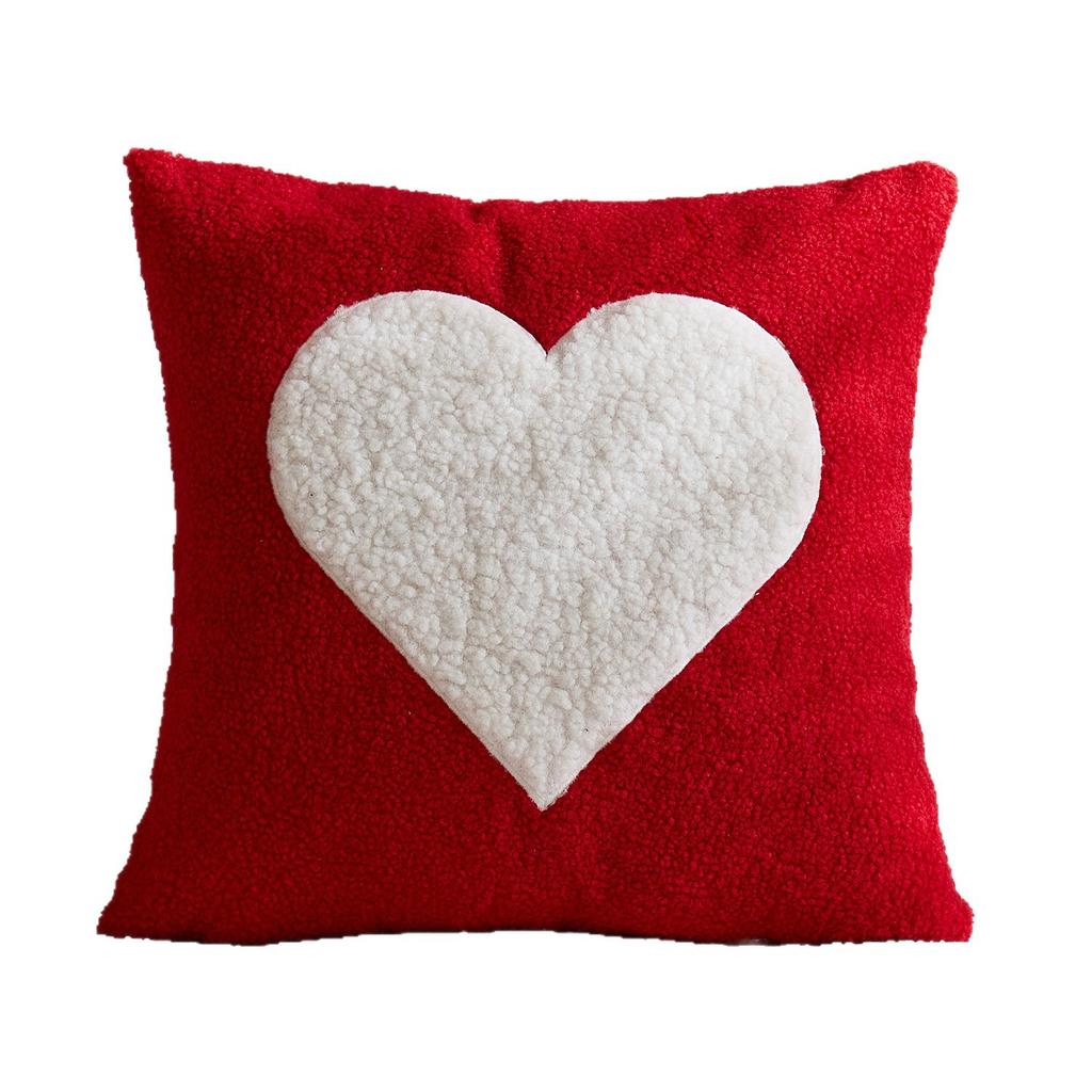 1-4PCS Heart Embroidery Pillow Cover Valentine‘s Day Love Pillowcase Cushion Case Round Floral Decor for Sofa Bed Wedding Gift