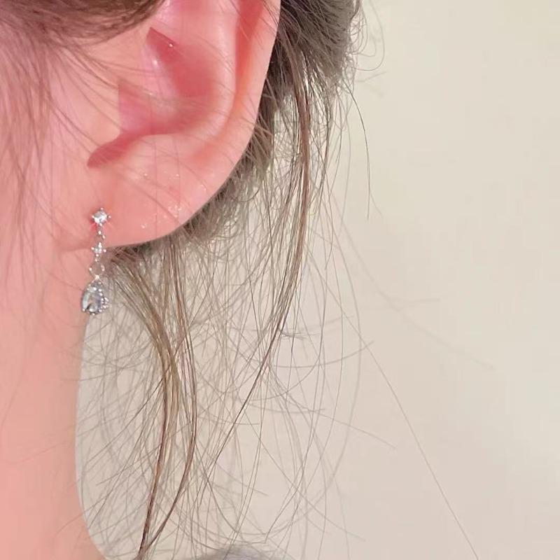 Waterdrop Earrings - Small Stud Earrings for Women, Zirconium Ear Studs, Pendant Earrings