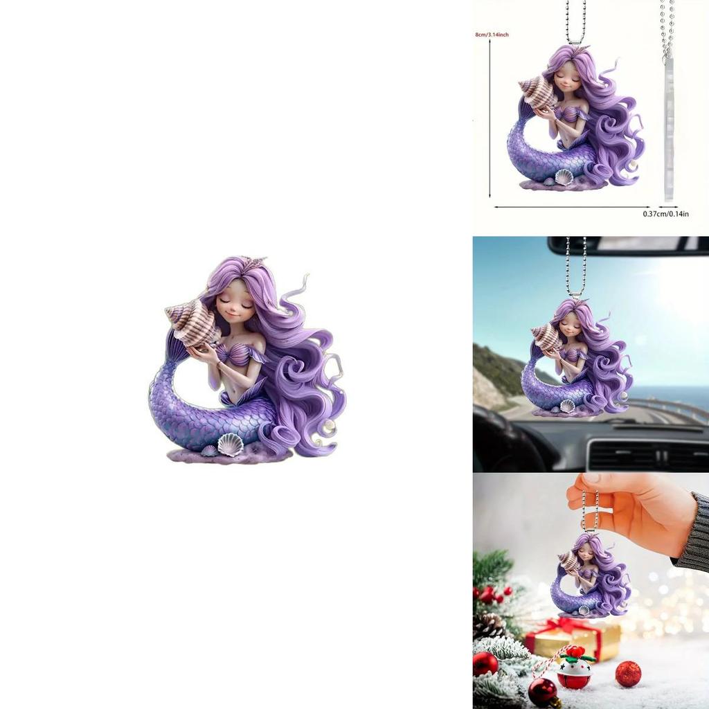 Cute Purple Mermaid Pattern Acrylic Pendant For Christmas Season
