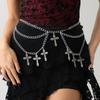 Gothic Halloween Metal Cross Pendant Waist Chain Fashion Dark Multi-Layer Chain Body Chain