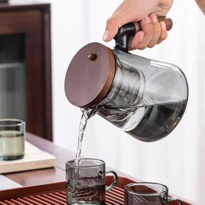 800ml konvice na oddělování vody skleněná konvice na čaj Dřevěná rukojeť Tepelně odolná Přesné nalévání čaje