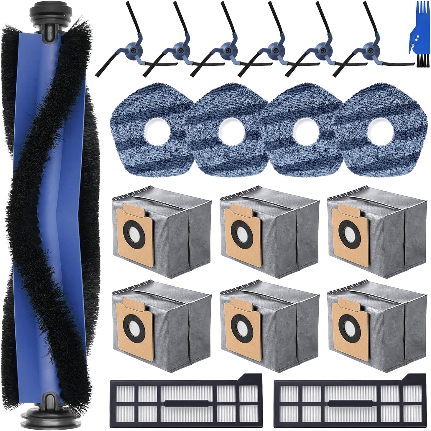 20 Pack X10 Pro Omni Accessories Compatible with Eufy X10 Pro Omni Robot Vacuum Cleaner, Replacement Parts with 1 Roller Brush, 6 Dust Bags, 6 Side