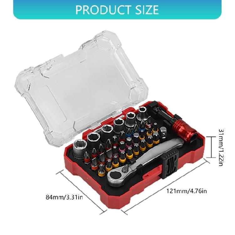 38Pc Magnetic Ratchet Screwdriver Bit Set Durability Ergonomic Design For Precise Automotive Electronics Maintenance