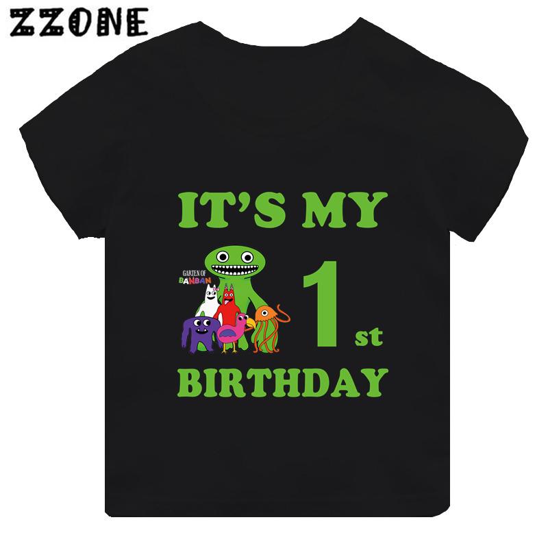 Hot Game Garten of Banban Print Kids Clothes It's My Birthday Boys Girls T Shirt Baby Children T-Shirts
