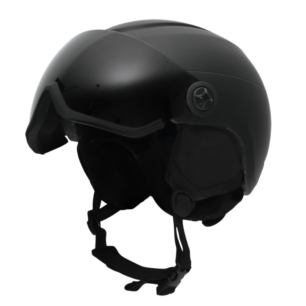 

Monkie Stuck Ski/Snowboard Helmet with Integrated Goggles, OTG Glasses Compatible, Adjustable Size, for Kids, Women, and Men (Black, Medium)