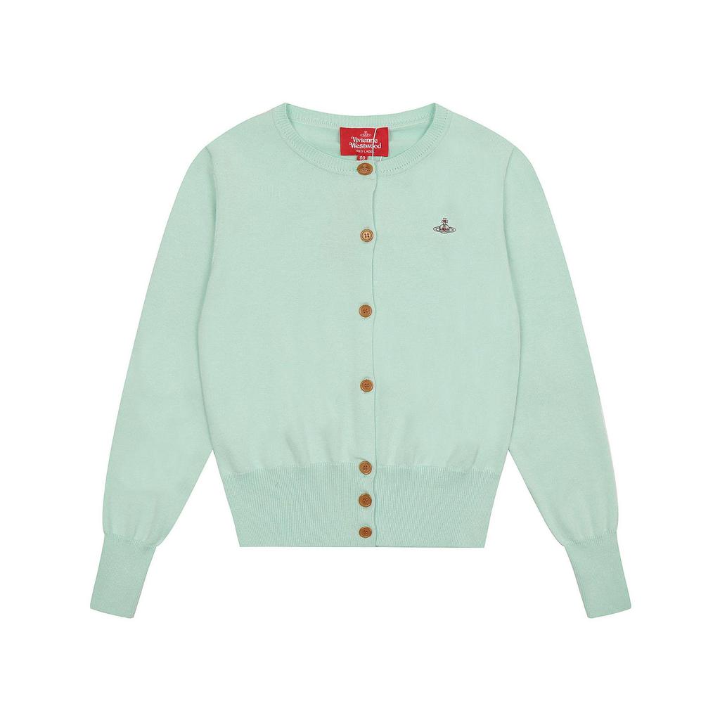 25SS Vivi Saturn Stickerei Schlanker Strickpullover mit Rüschenkragen - Koreanische Frühjahrs-/Herbstkollektion