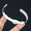 Sterling Silver Oval Turritella Agate Gemstone Elegant Engagement Wedding Bangle
