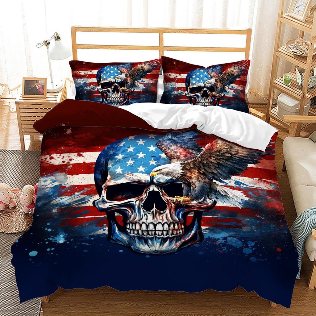 Rock Skull Gothic Three-Piece Quilt Cover 3D Digital Printing Bedding Set Bed Cover