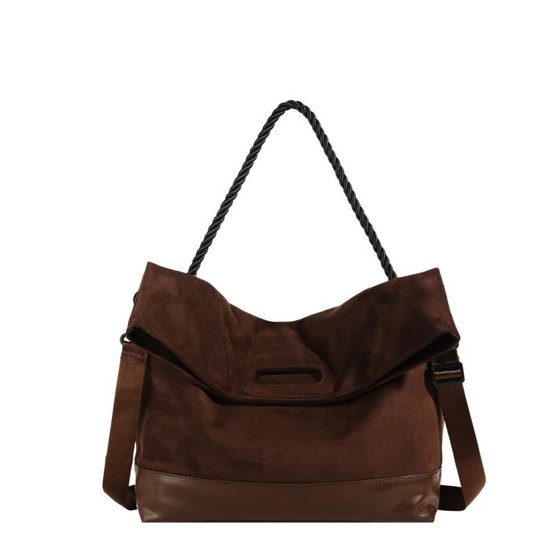 New designer style faux suede shoulder and crossbody bags with large capacity personality bags