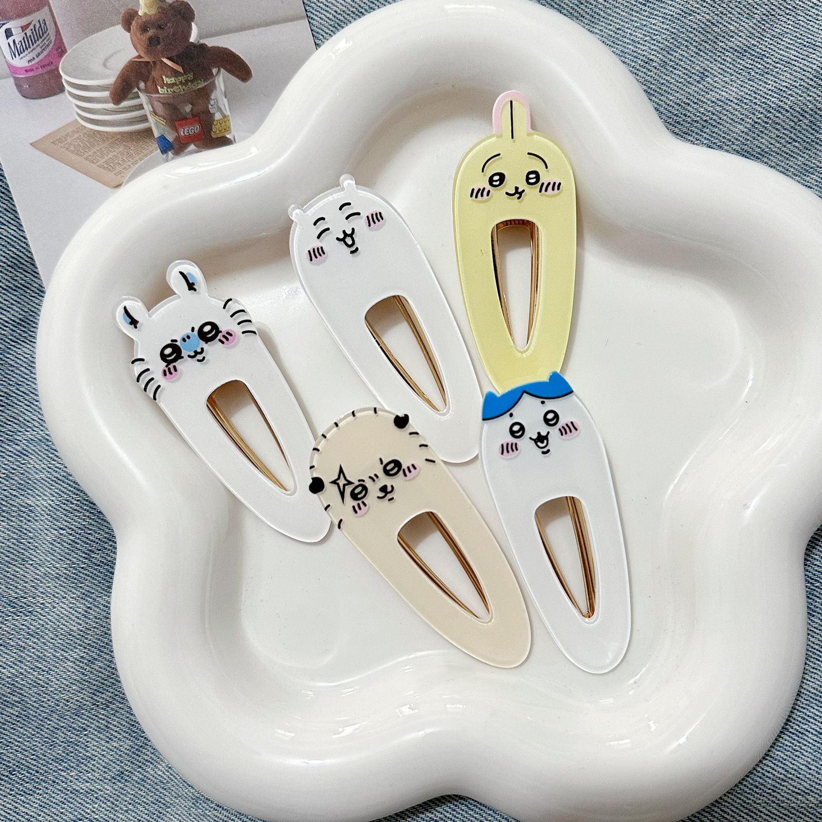 Chiikawa Acryl Eendebek Haarclips Kawaii Usagi Hachiware Cartoon Pony Clips Meisjes Dagelijkse Haaraccessoires
