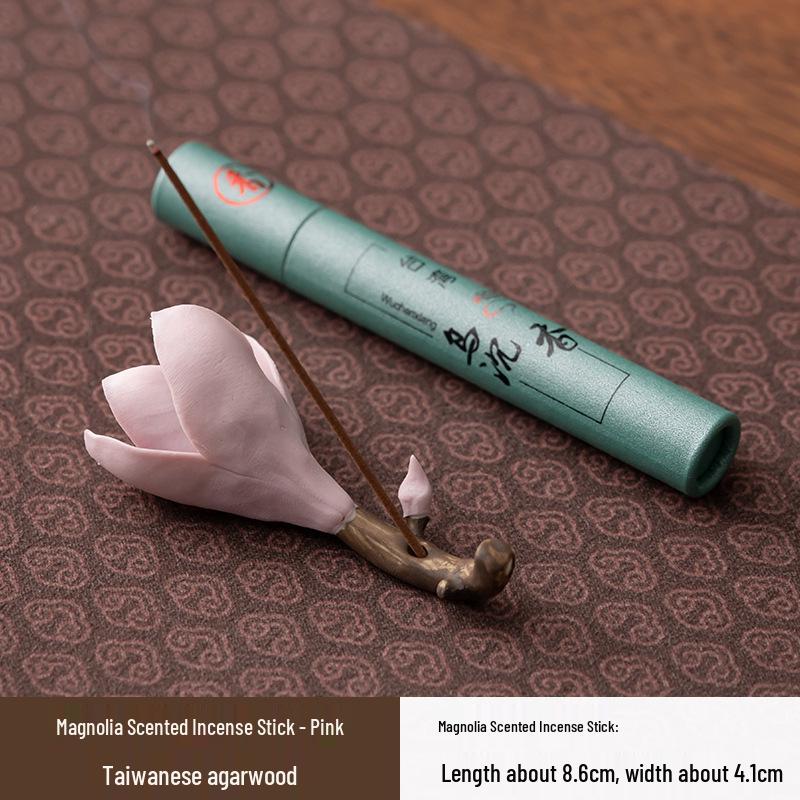 Handmade Ceramic Flower-Shaped Incense Holder for Magnolia Scented Sticks - Zen Home Decor Sandalwood & Agarwood Burner