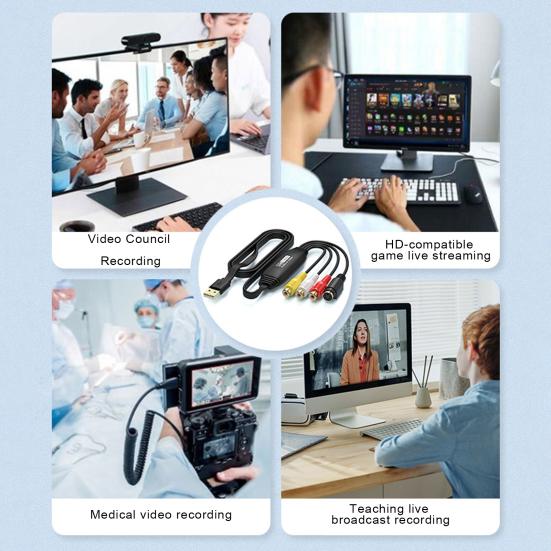 USB Videoaufnahme 1080P VHS VCR Kartenadapter TV zu Digital Konverter RCA