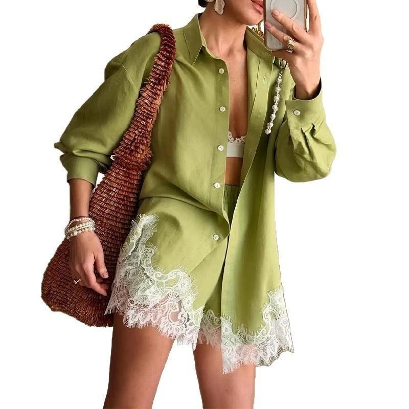 Women's White Long Sleeve Shirt Dress Button Front Casual Mini Dress