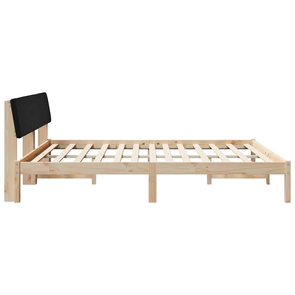 Brown and Black Bed Frame 180 x 200 cm Solid Pine Wood