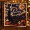 Jesienna Dekoracja Świąteczna Halloween Sztuczna Perła Artystyczna Zestaw DIY, Zestaw Rękodzieła Haftu Koralikowego 3D, Straszny Ręcznie Robiony Duch Dynia Koza Wiedźma Sztuka na Ścianę, Sezonowy