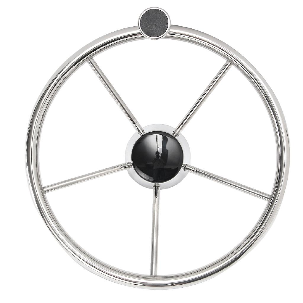 13.5inches Silver Stainless Steel Boat Steering Wheel 25 Degree Marine Yacht With Knob Convenient Easy To Install Marine Hardware