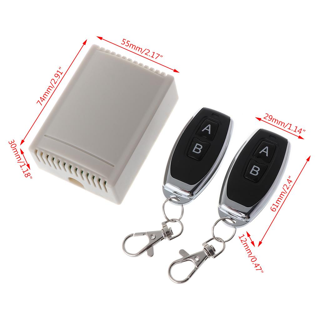Multi-purpose 2 Channel Relay Wireless Remote Control Switch 2PCS Two Keys Remote Controller Receiver for Garage Door