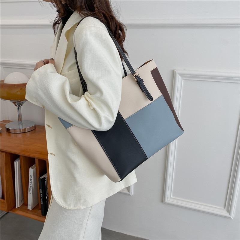Fashion splicing candy color women's bag new soft surface casual shoulder bag simple hand bag