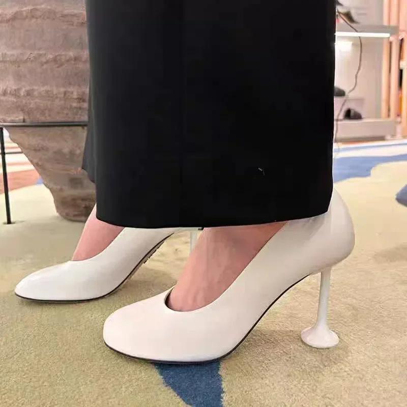 Fashion Simple Temperament, Shallow Mouth Single Shoe for Women, 2025 Summer New Round Toe Mary Jane High Heels