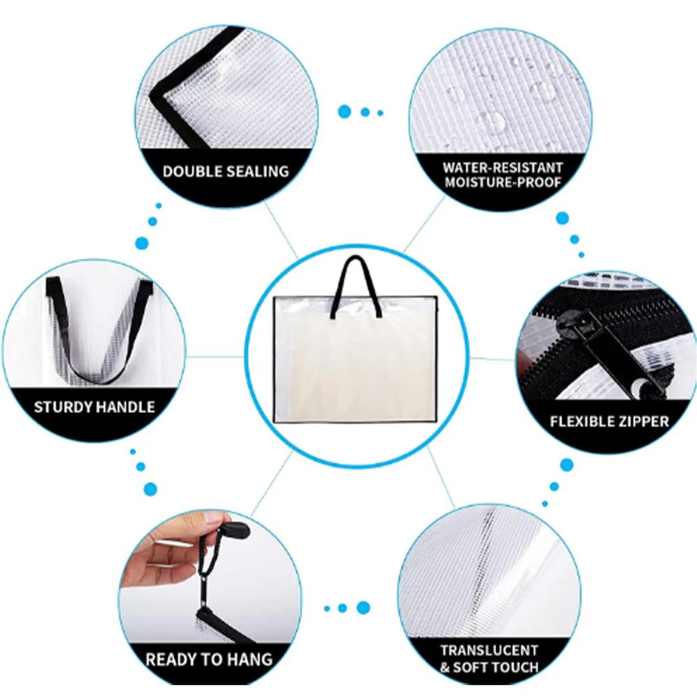 Cross Stitch Poster Storage Bag 90x58.5cm Diamond Painting Accessory Bag with Handle Zippered Storage Folder for Bulletin Boards