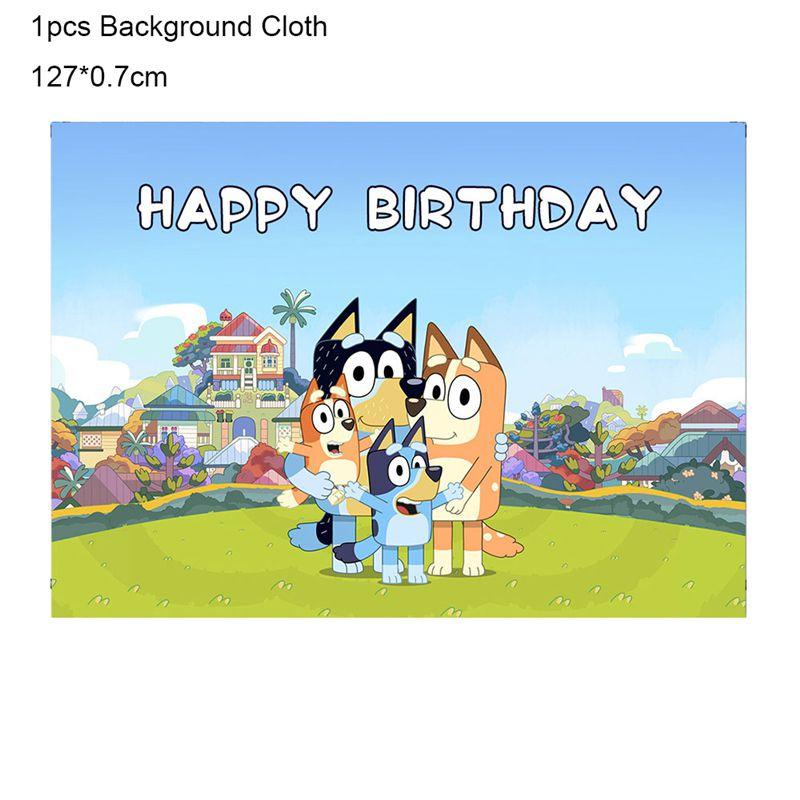 Theme Kids Bluey Birthday Party Supplies Decor Plate Tablecloth Balloon Banner