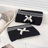 Black Lace Bow Makeup Bag Large Capacity Toiletry Bag Travel Cosmetic Organizer Cute Korean Portable Pouch For Women