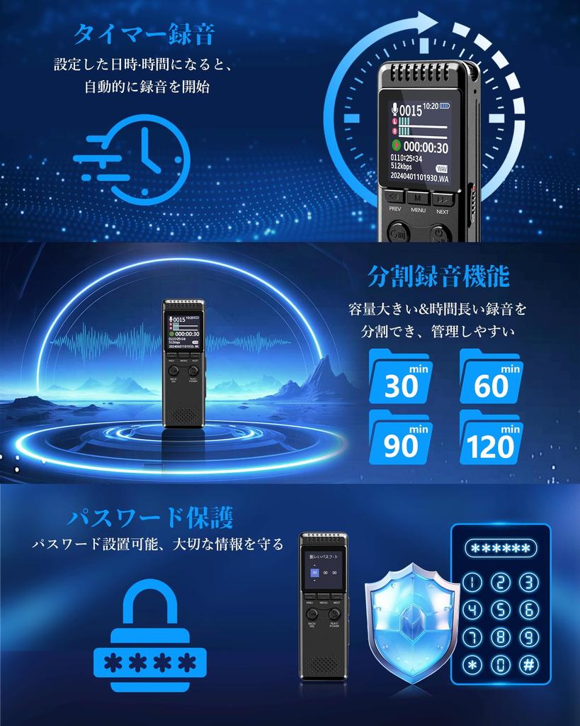 90 Hours Continuous Vivaniir Voice Small IC 64GB Large 90 Hours Continuous Inch Color LCD Noise VOR Voice Password Timer Variable Speed Repeat Main