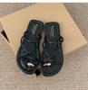2025 French Style Women's Summer Retro Fashion Flat Toe-Covering Slippers: Chic & Slimming Design