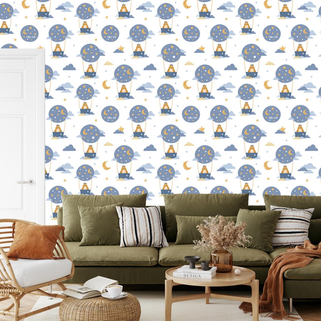 Balloons and stars wallpaper for living room and bedroom 50x1000