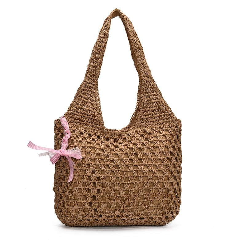 Large Capacity Woven Bag Women's 2025 New Summer Seaside Straw Bag Versatile Shoulder Tote Bag