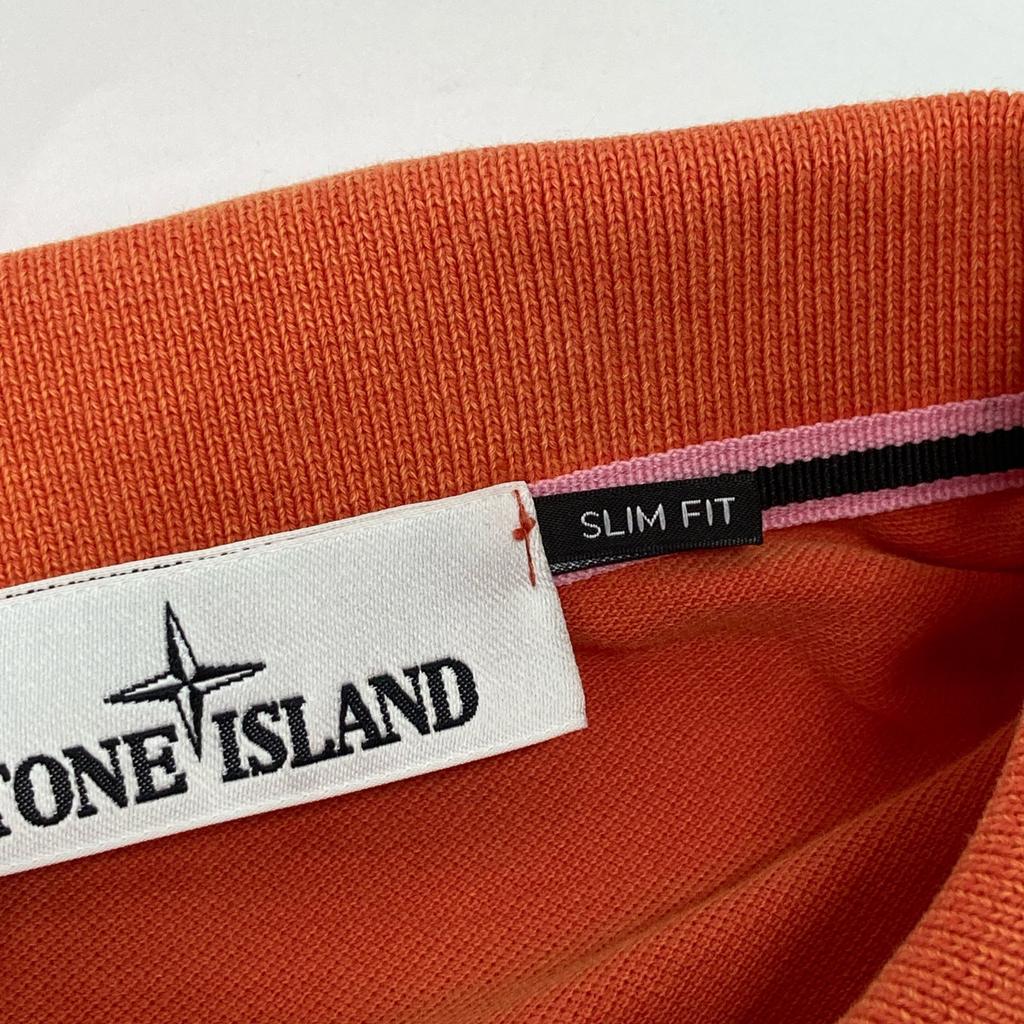 STONE ISLAND 621522S67 Orange Logo Embroidered Polo Shirt Tops M OrangeUsed