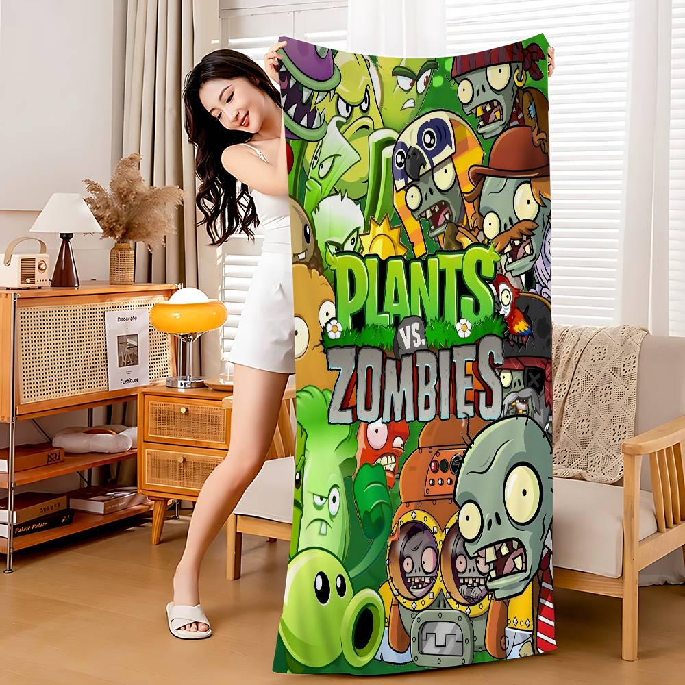 

Classic Game P-Plants Vs Z-Zombies Microfiber Blanket Quick Drying Beach Towels Oversized Printing Super Absorbent Towel Blanket W40*H60(CM)