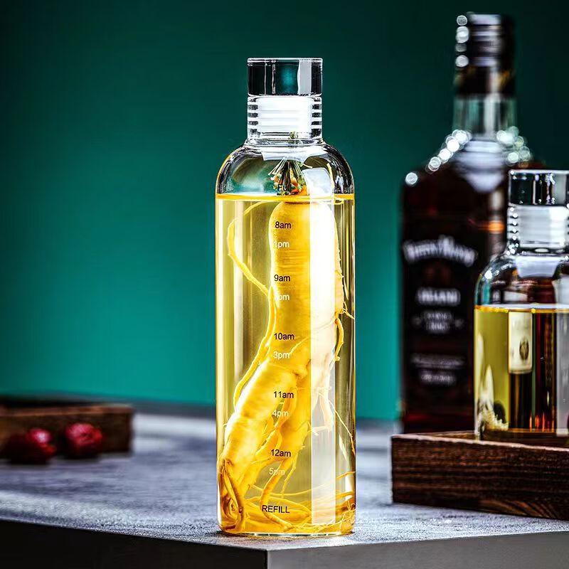 

Changbaosen 500ml High Borosilicate Glass Water Bottle with Time Markers, 5-Pack