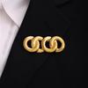 Luxury Japanese-Korean Geometric Chain Brooch: Elegant Metal Fashion Design for Clothing Decoration