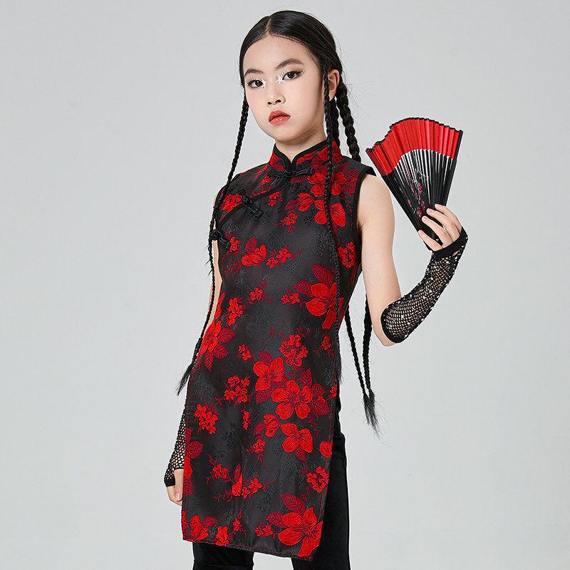 Chinese Style Jazz Dance Costumes for Girls – Trendy Performance Set for Model Runway Shows