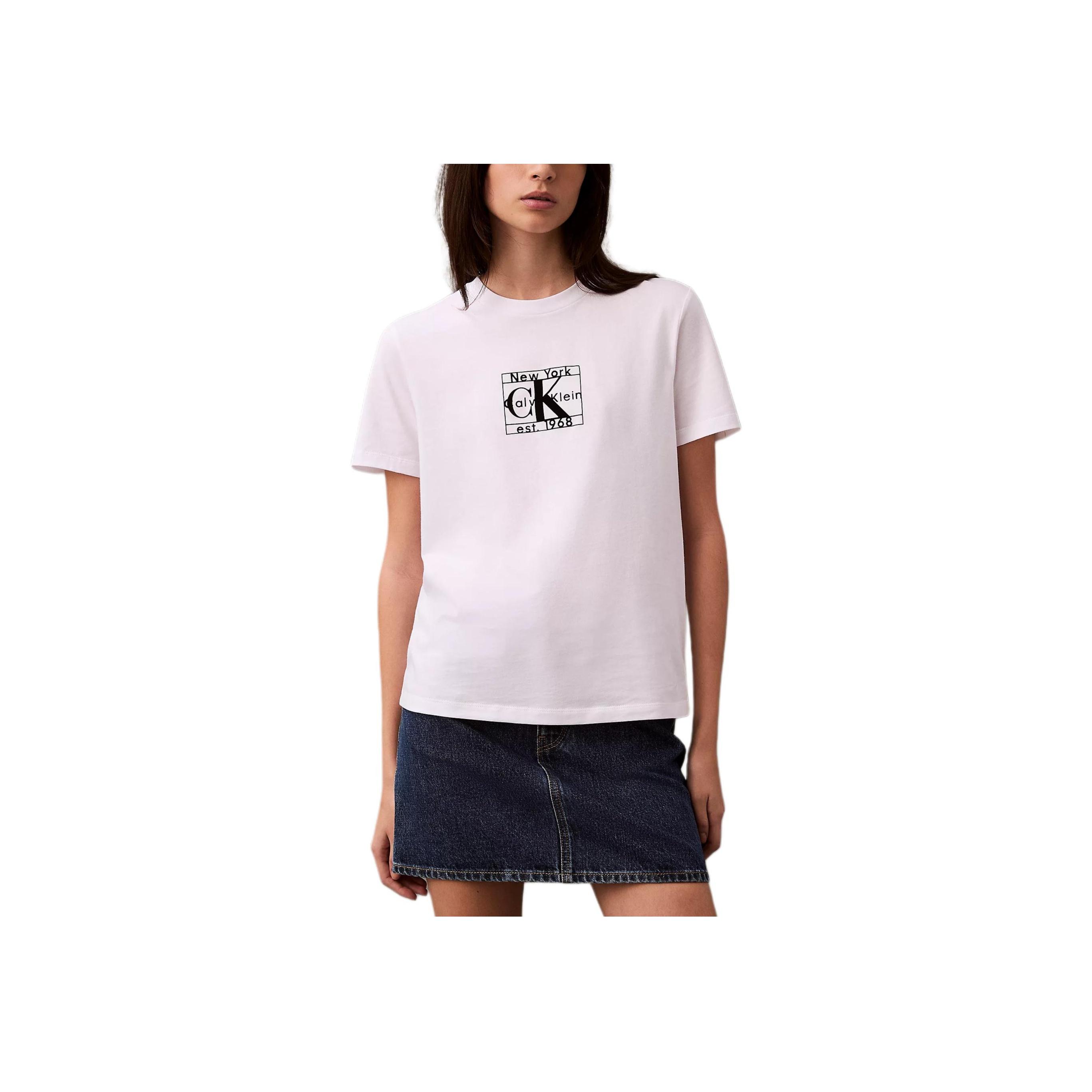 

Calvin Klein Мягкая дышащая футболка с круглым вырезом и коротким рукавом, женская, ярко-белая, 40WL935-110 L