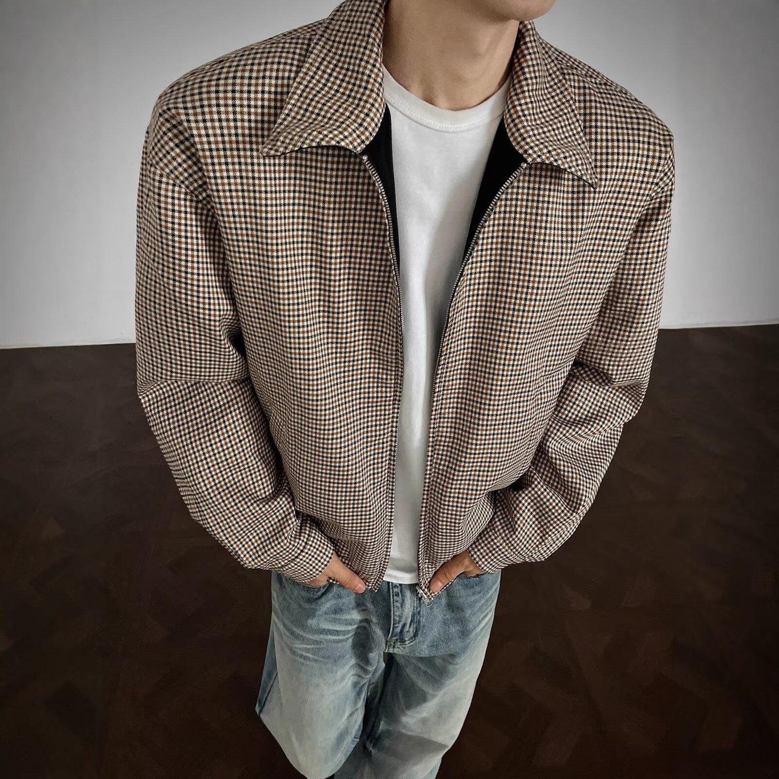 Men s 2025 Hong Kong Style Retro Reversible Flight Jacket 3XL