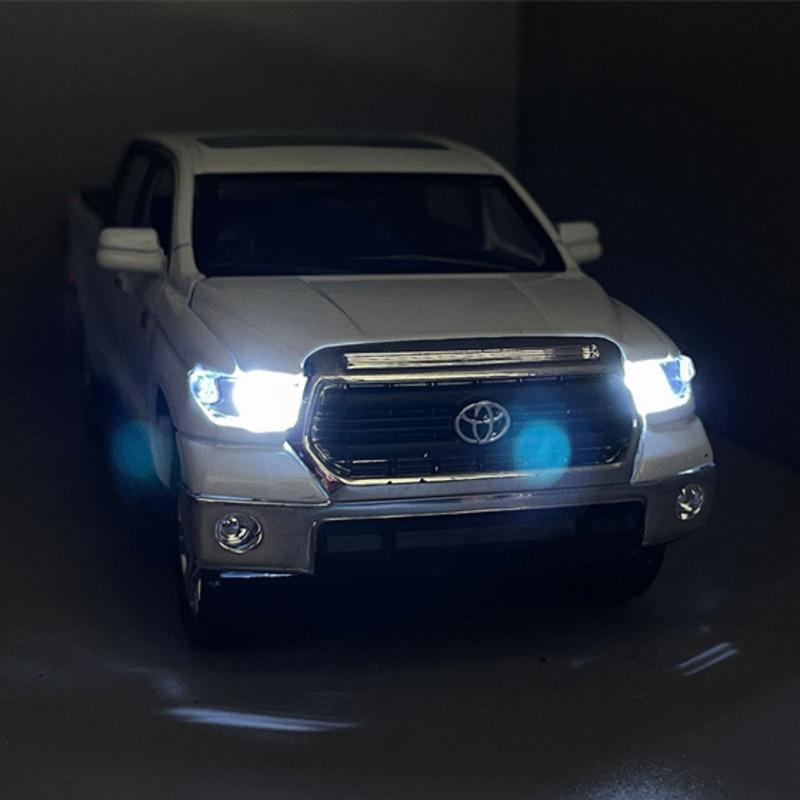 Toyota Tundra Pickup-Trucks im Maßstab 1/32, Druckguss-Autos, Modellspielzeug, Zinklegierungsspielzeug mit Ton und Licht, Rückzug, Geburtstagsgeschenke für Kinder