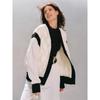 DIMANAF 2025 Coat Women Sweaters Patchwork Wadded Buttons Coat Knitting Jacket Fake Two-Piece Loose Sweater