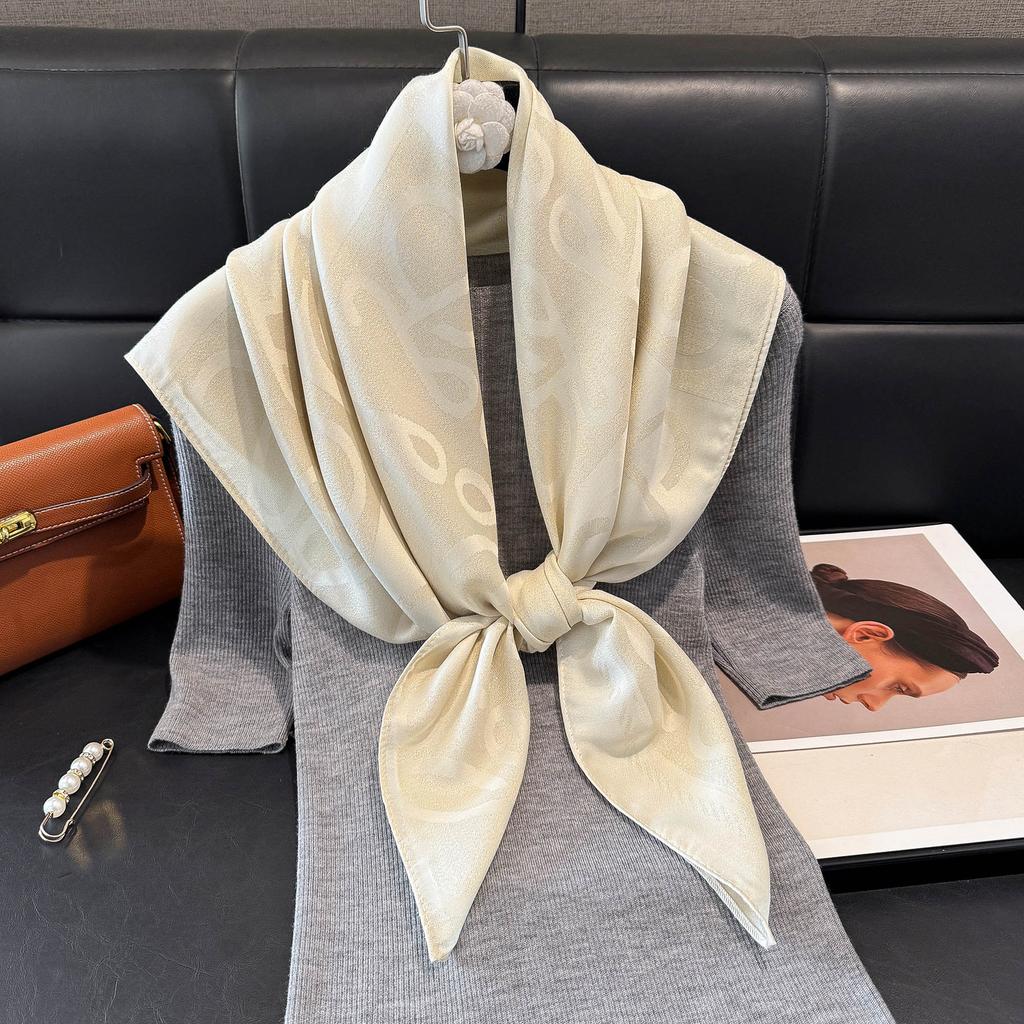 Spring Tencel Cotton Silk Scarf Fashion Classic Big Brand Style Square Scarf Shawl Women High-End Scarf Women