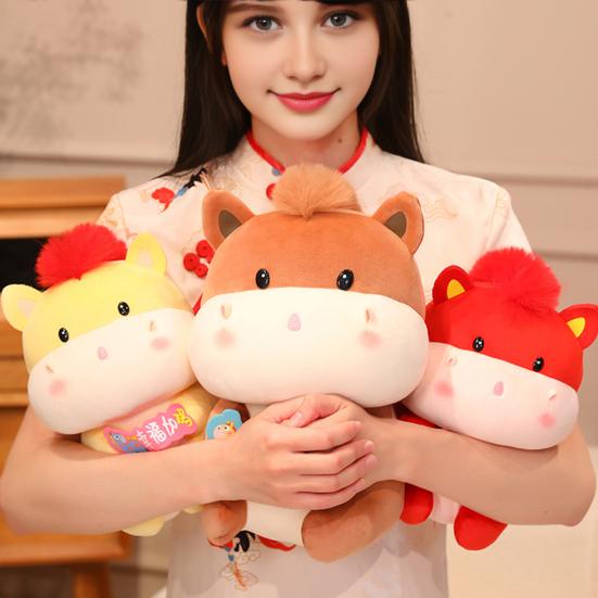 2026 Year of The Horse Plush Doll Decoration Lucky Red Horse Mascot for New Year Wealth And Happiness Symbol Decor Gift for Spring Festival