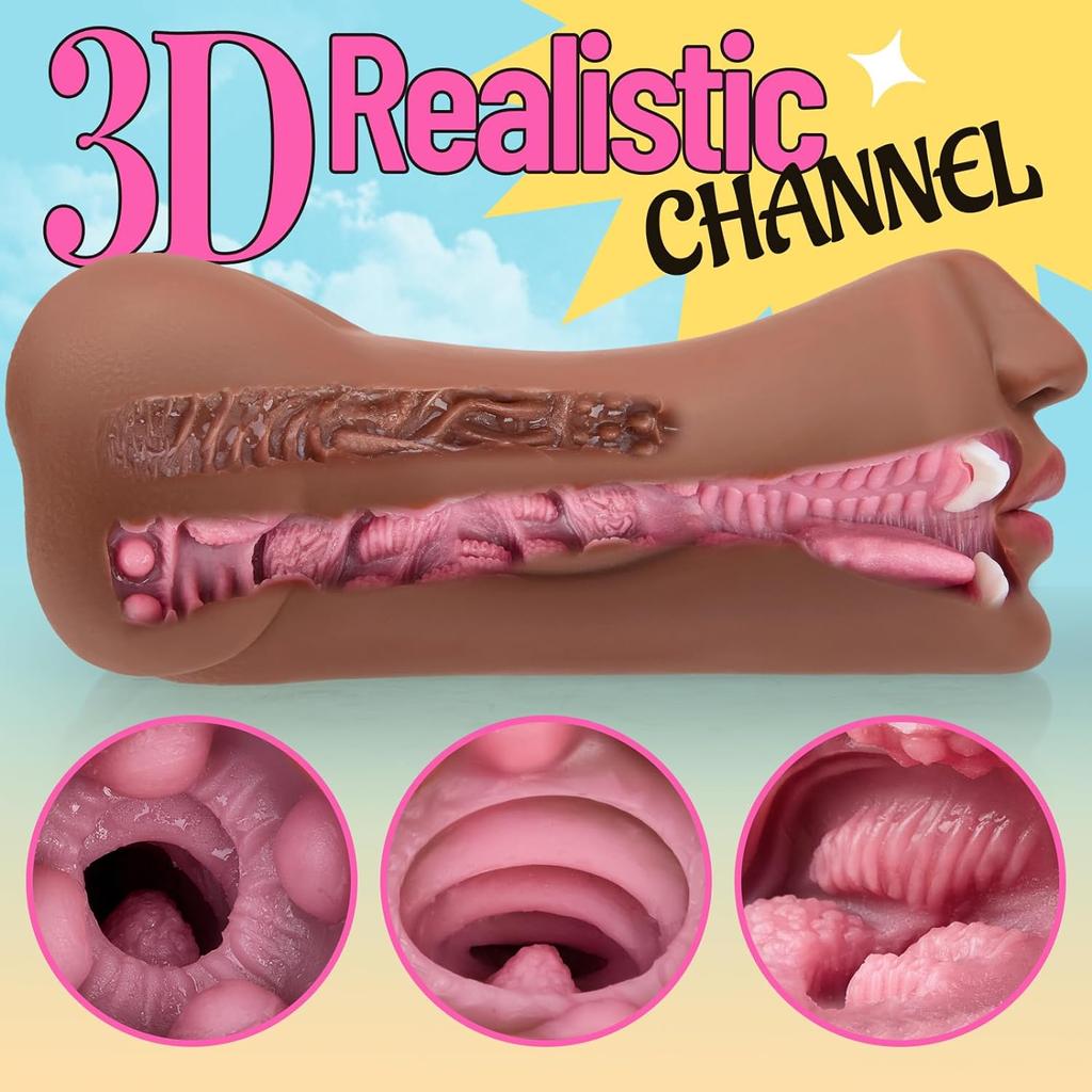 Male Penis Stroker with Realistic Textured Mouth Vagina Round Tight Ass & Anal, Pocket Pussies Blowjob Adult Sex Toys for Men Male Masturbation
