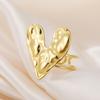 Stainless Steel Love Heart Opening Ring for Women Gold Color Adjustable Finger Rings Texture Design Minimalist Jewelry Gifts